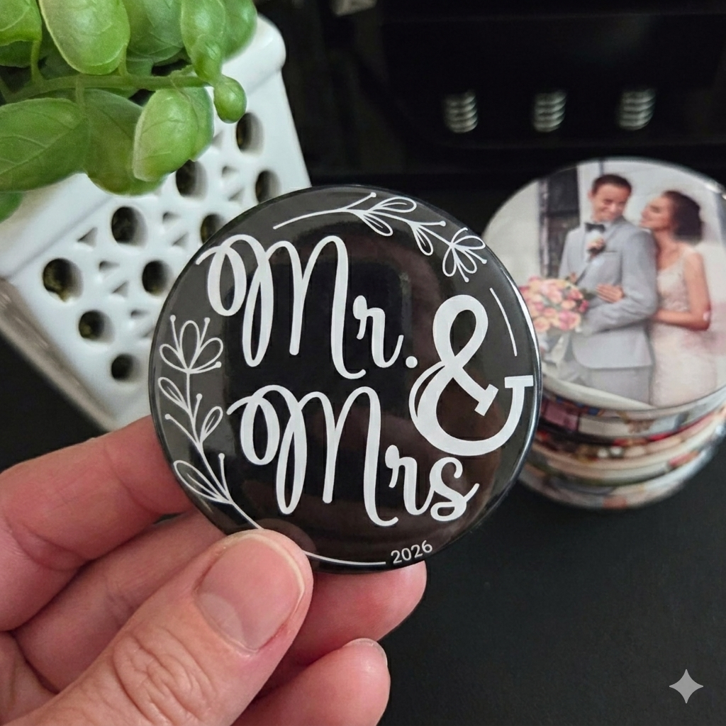 Wedding Gift Box with 9 Photo Magnets {ROUND}