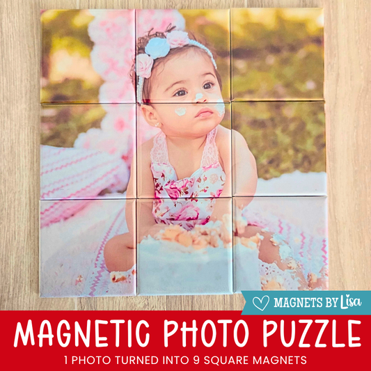 MAGNETIC PHOTO PUZZLE - 9 SQUARE MAGNETS