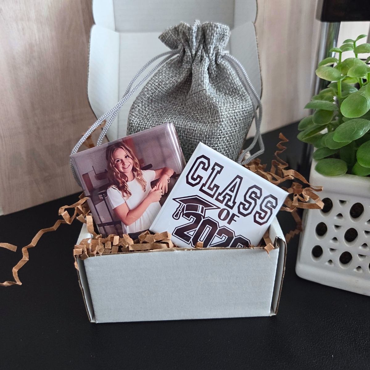 GRADUATION Gift Box with 9 Photo Magnets {Square}