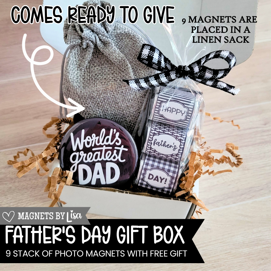 Father's Day Gift Box with 9 Round Photo Magnets