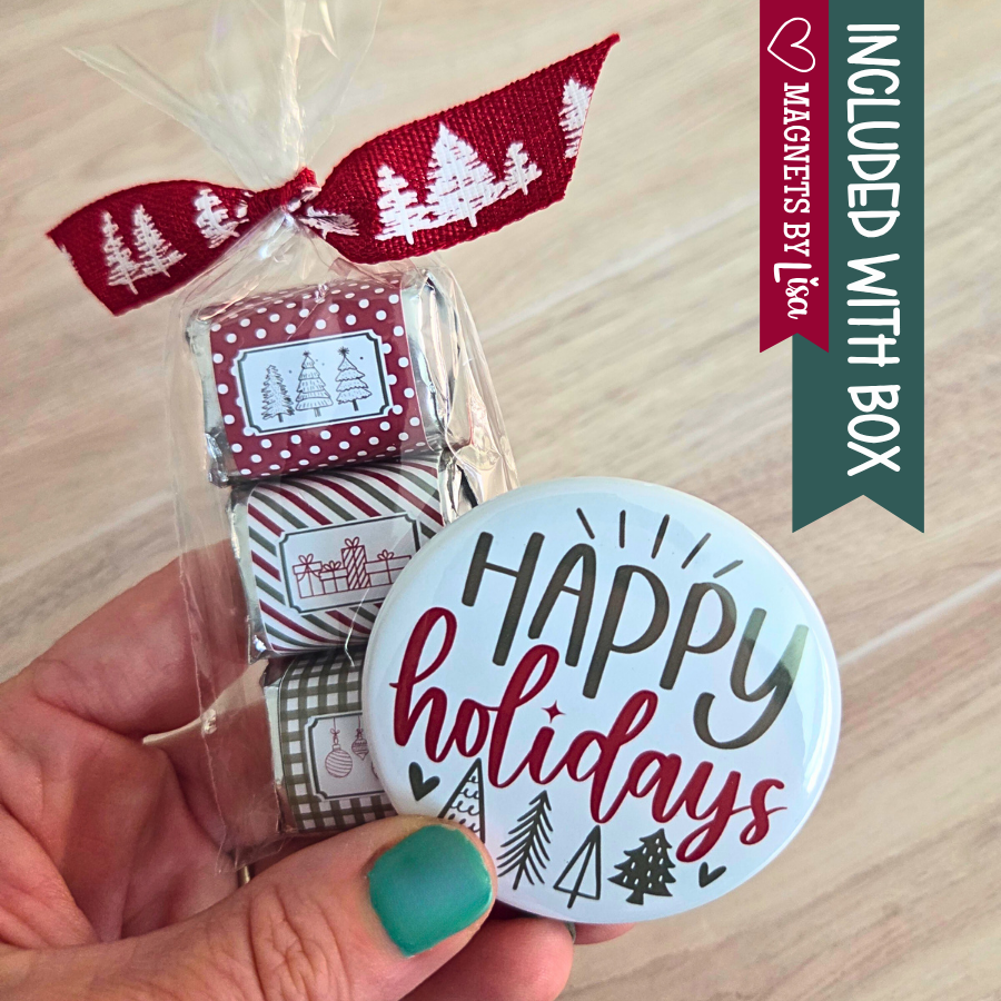 Christmas Gift Box with 2.25" Round Photo Magnets