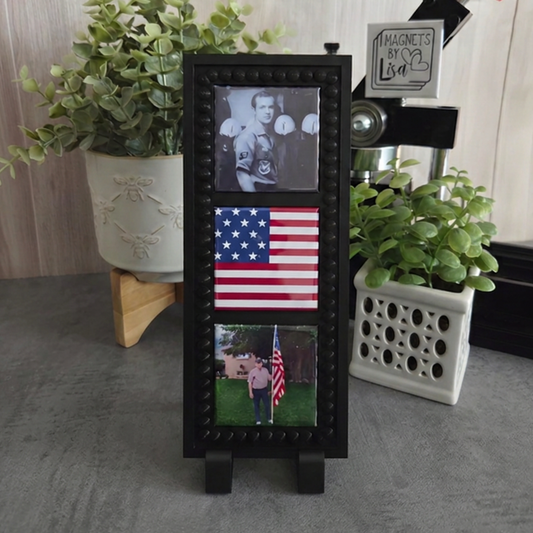 Military Service Then and Now Magnet Trio with Magnetic Frame