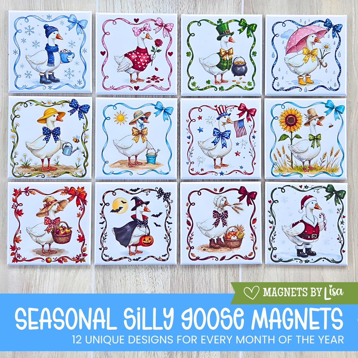 Seasonal Silly Goose Magnet Collection