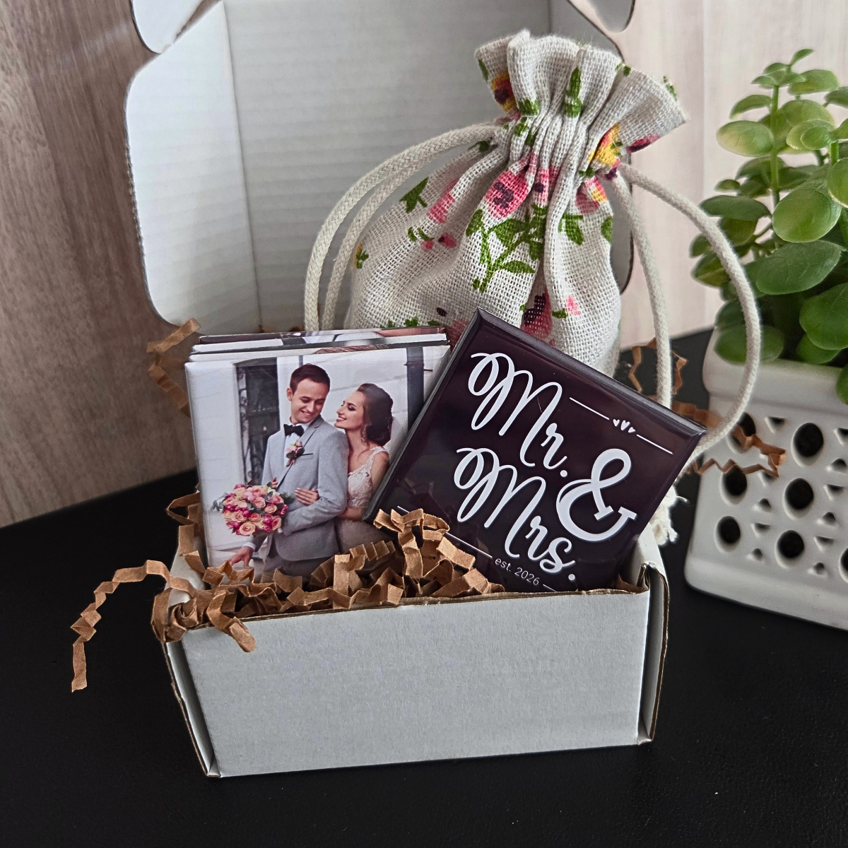 Wedding Gift Box with 9 Photo Magnets {SQUARE}