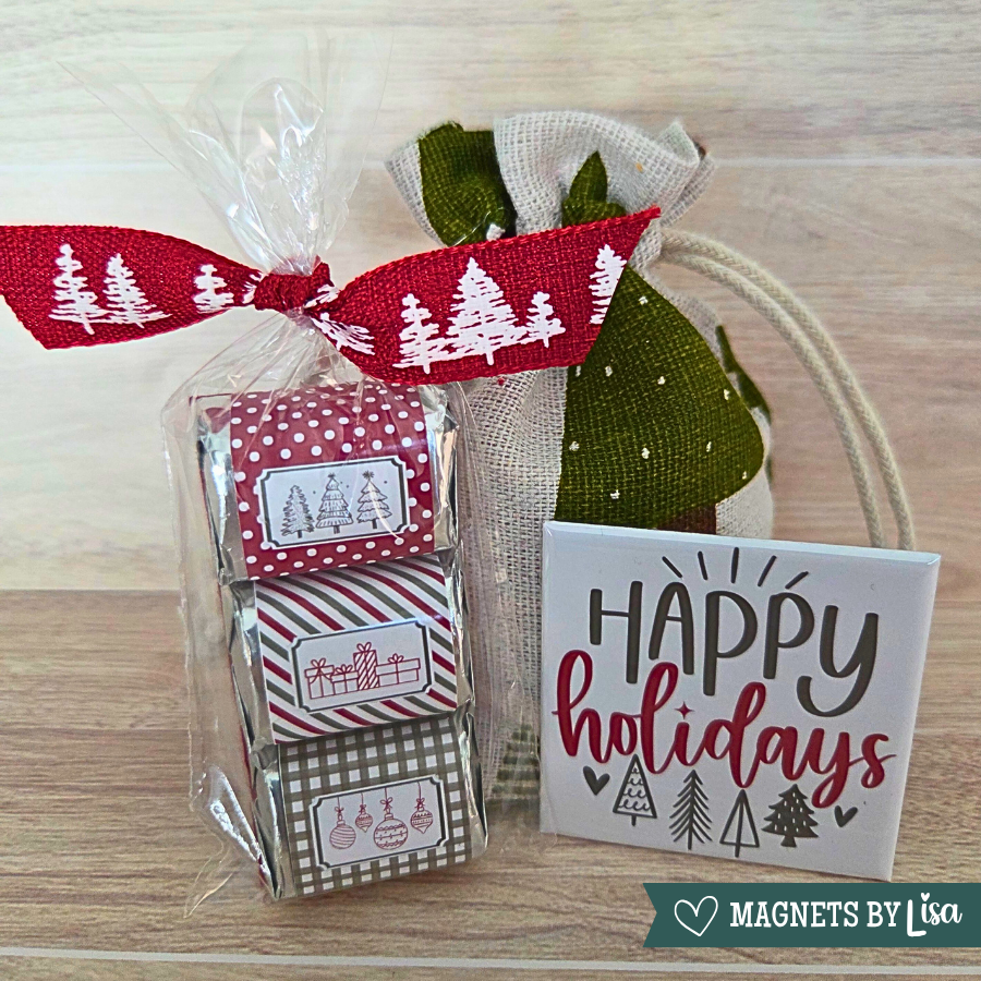 Christmas Gift Box with 2.25" Round Photo Magnets