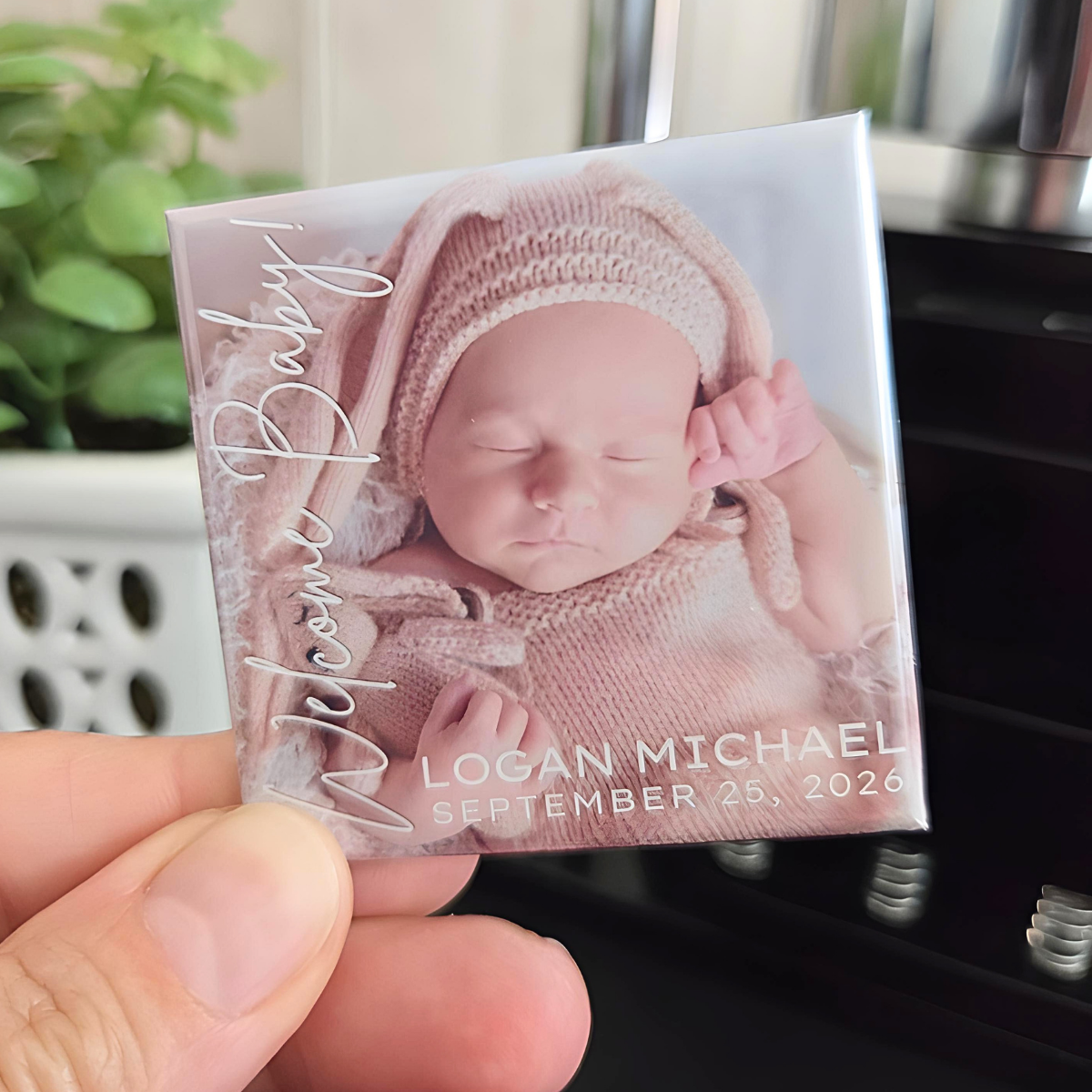 Baby Announcement Photo Magnet {Name & Date}