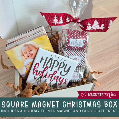 Christmas Gift Box with 2" Square Photo Magnets