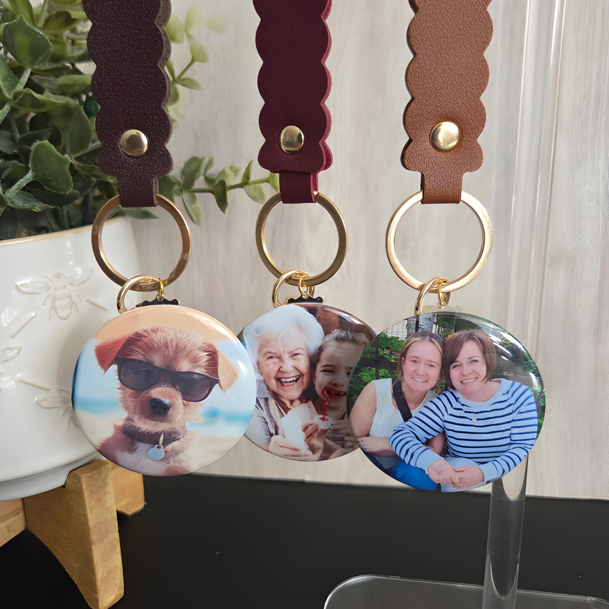 Custom Photo Keychain with Heart Clasp