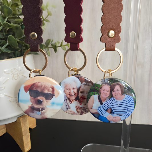 Custom Photo Keychain with Heart Clasp