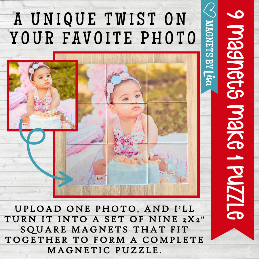 MAGNETIC PHOTO PUZZLE - 9 SQUARE MAGNETS
