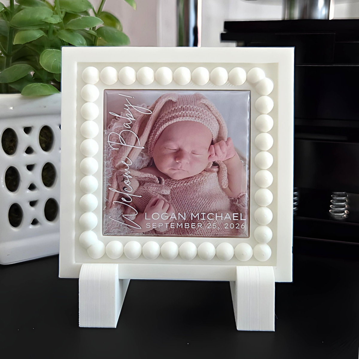 BUNDLE Baby Announcement Photo Magnet & Frame {Name & Date}