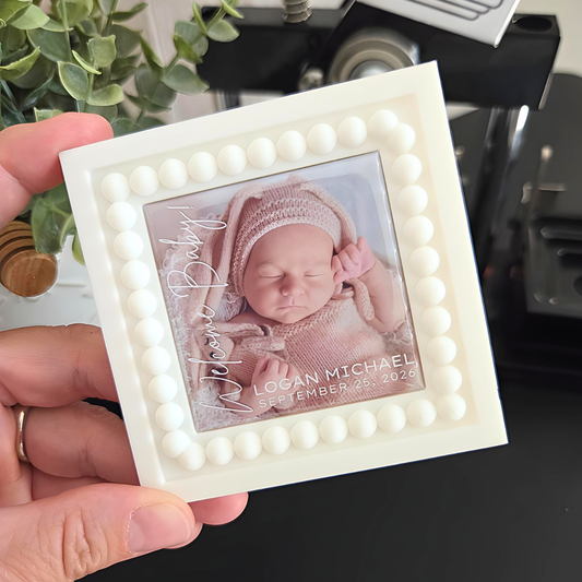 BUNDLE Baby Announcement Photo Magnet & Frame {Name & Date}