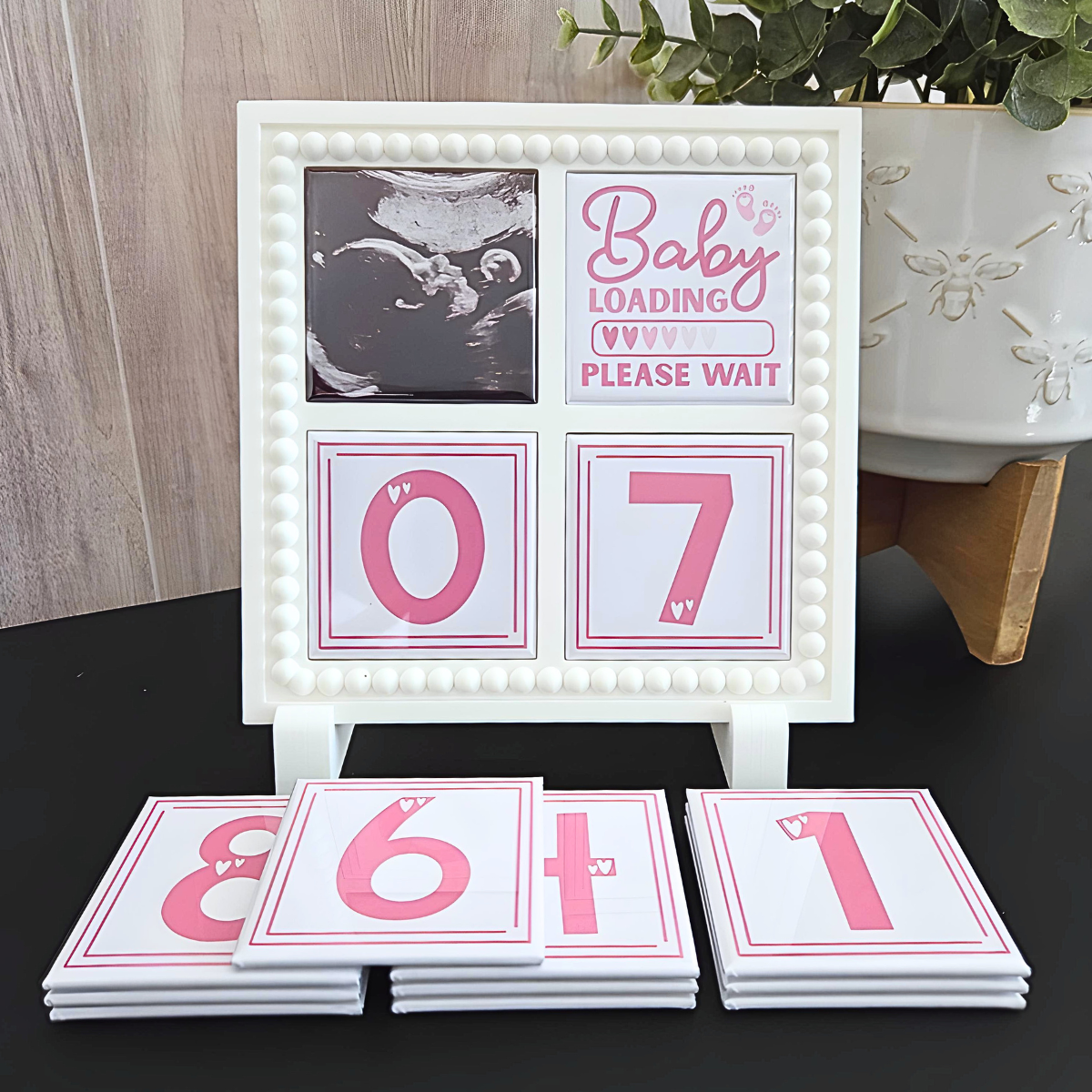 {Baby Countdown} 2x2 Square Magnetic Frame & Magnets {Baby Pink}
