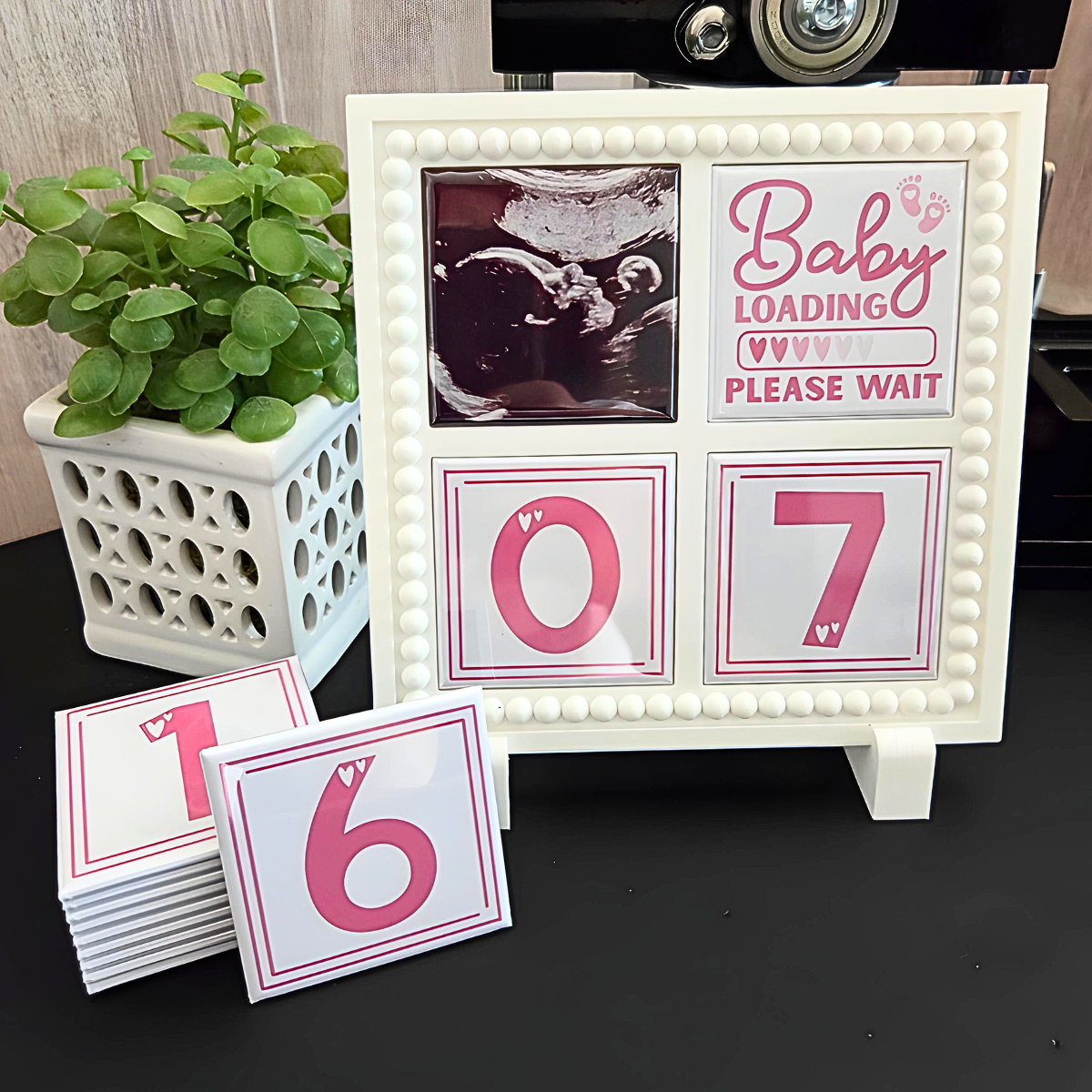 {Baby Countdown} 2x2 Square Magnetic Frame & Magnets {Baby Pink}