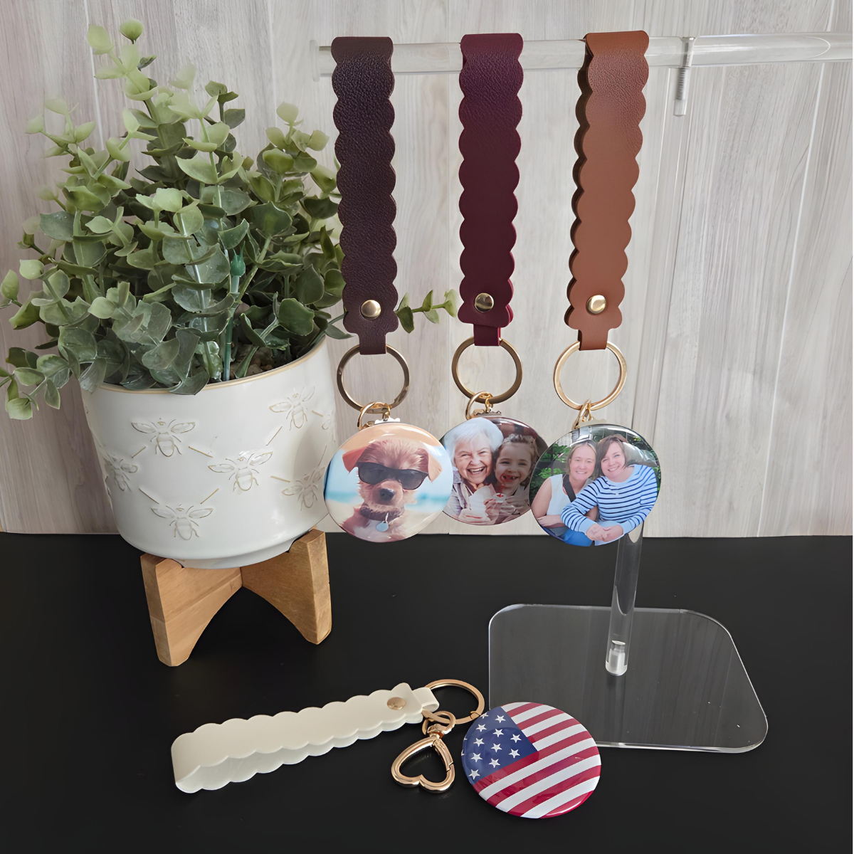 Custom Photo Keychain with Heart Clasp