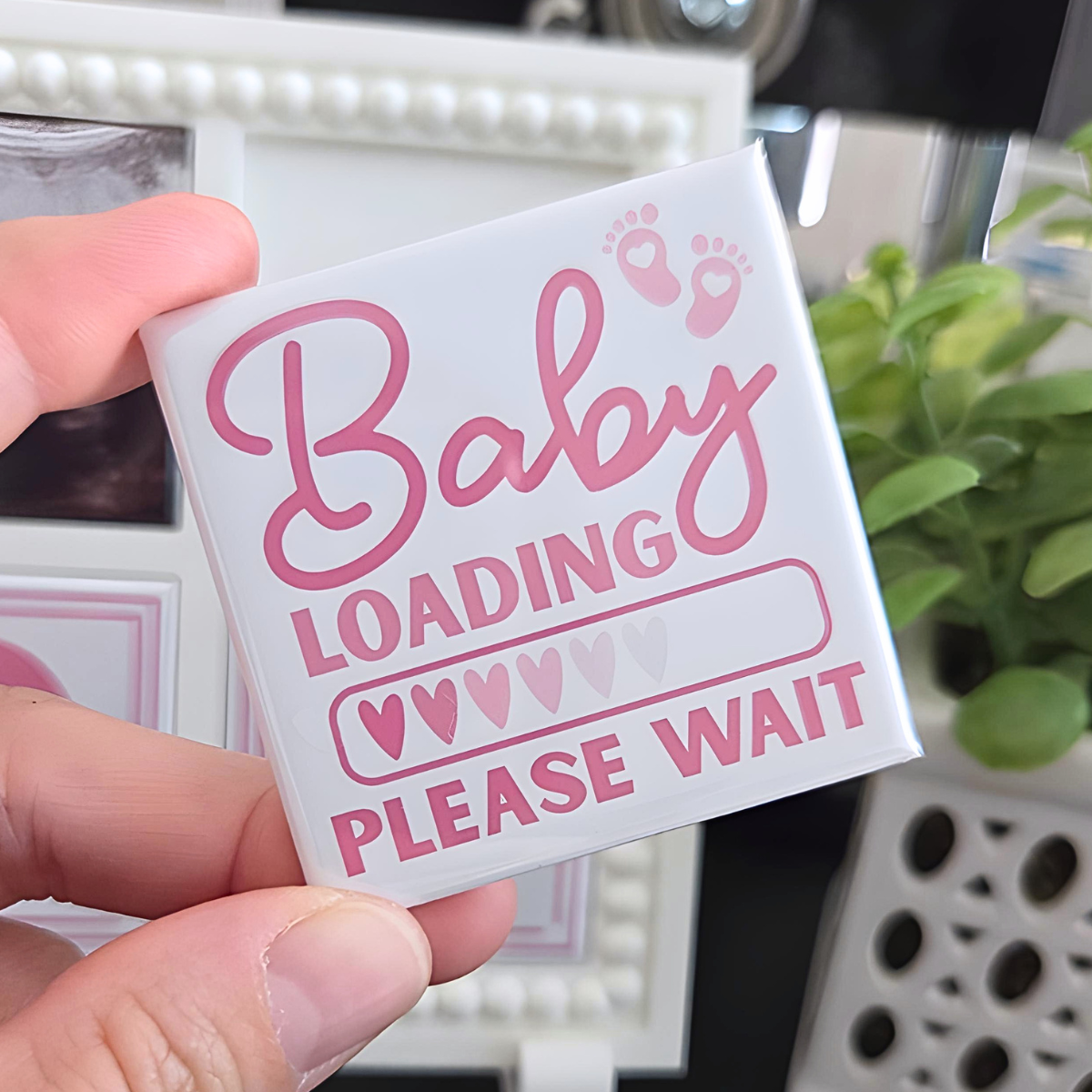 {Baby Countdown} 2x2 Square Magnetic Frame & Magnets {Baby Pink}