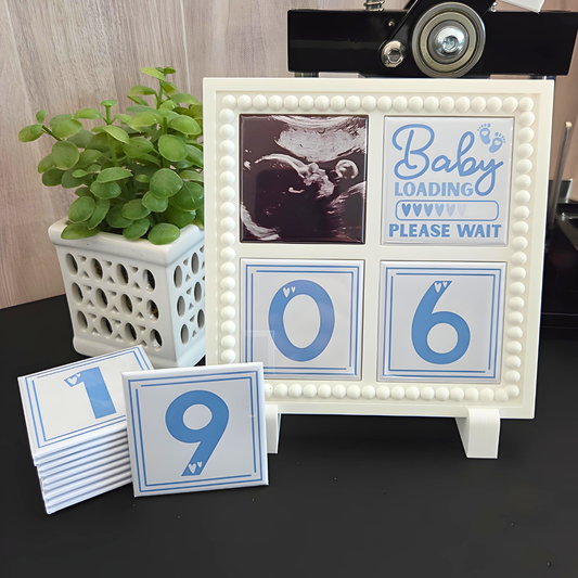 {Baby Countdown} 2x2 Square Magnetic Frame & Magnets {Baby Blue}
