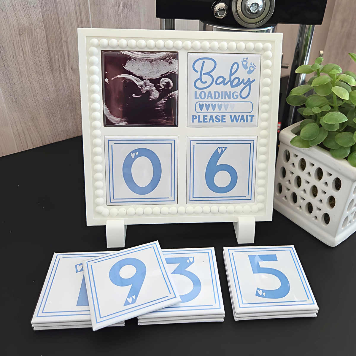 {Baby Countdown} 2x2 Square Magnetic Frame & Magnets {Baby Blue}