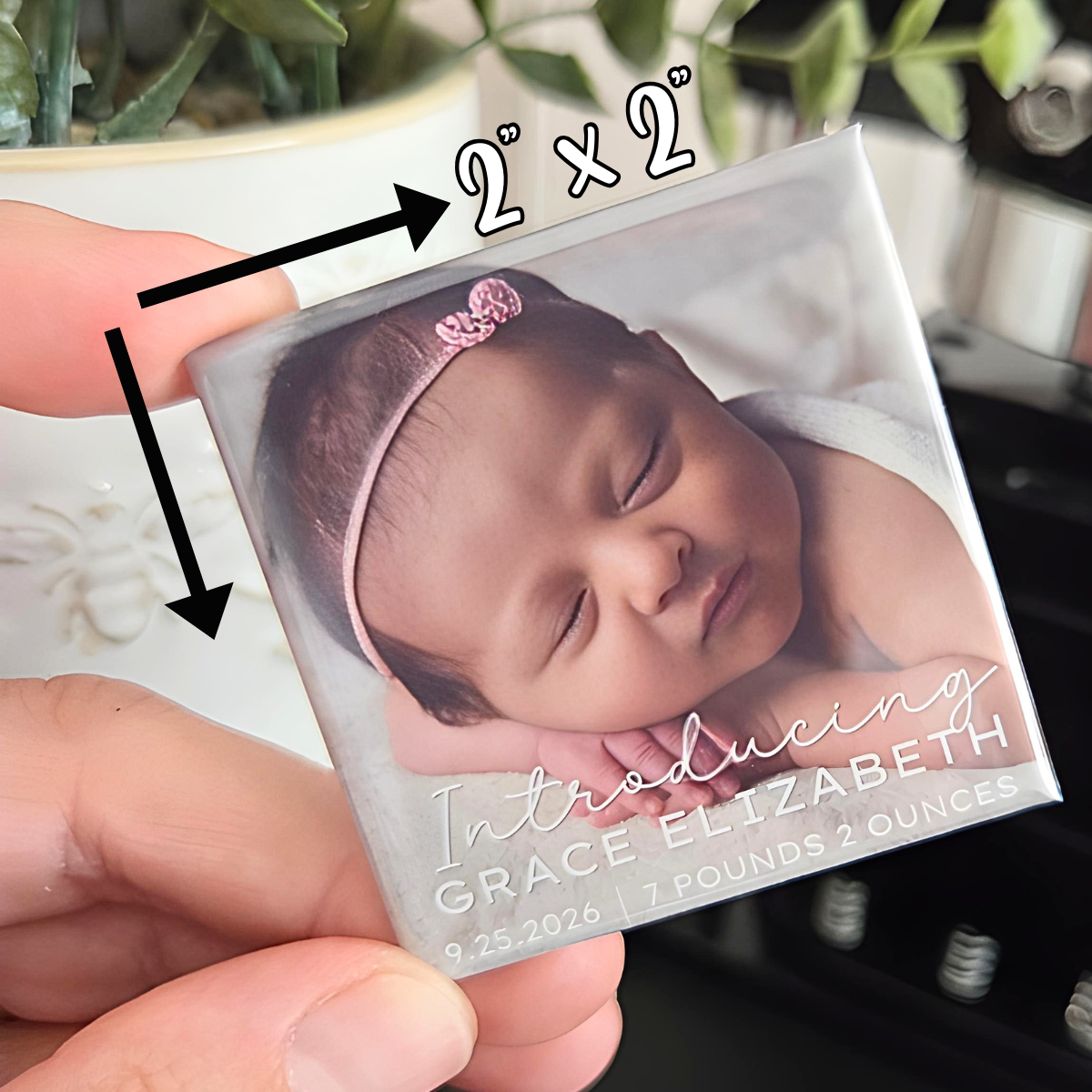 BUNDLE Baby Announcement Photo Magnet & Frame {Name, Weight & Date}