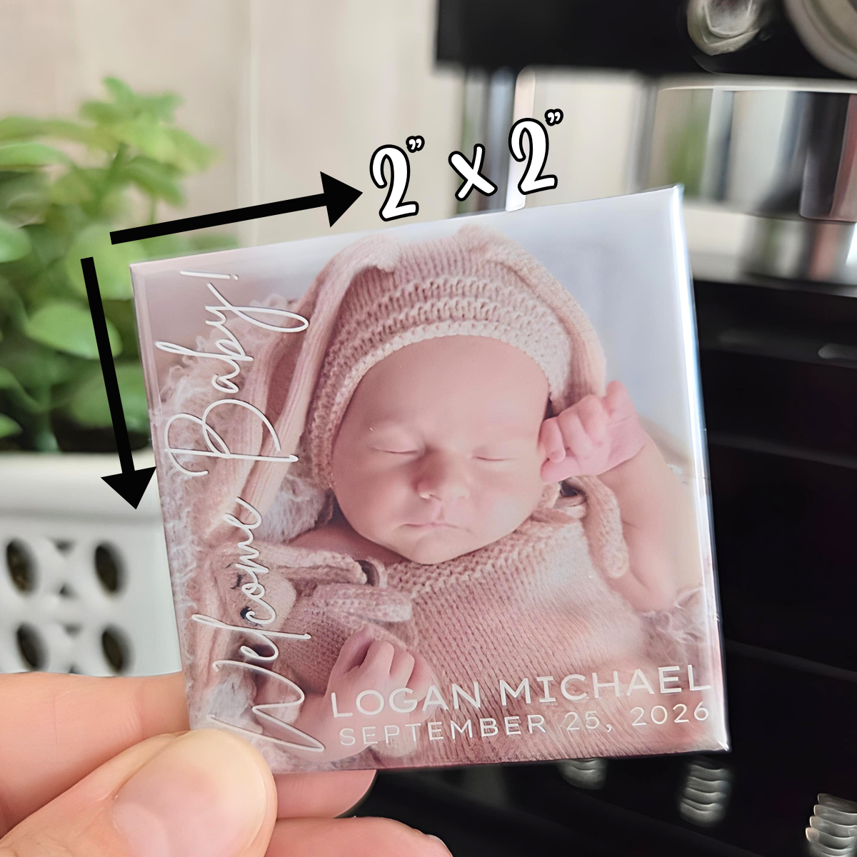 Baby Announcement Photo Magnet {Name & Date}