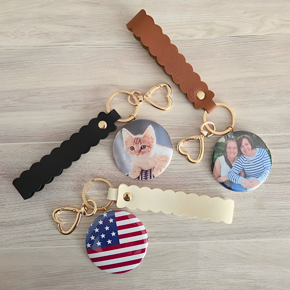 Custom Photo Keychain with Heart Clasp