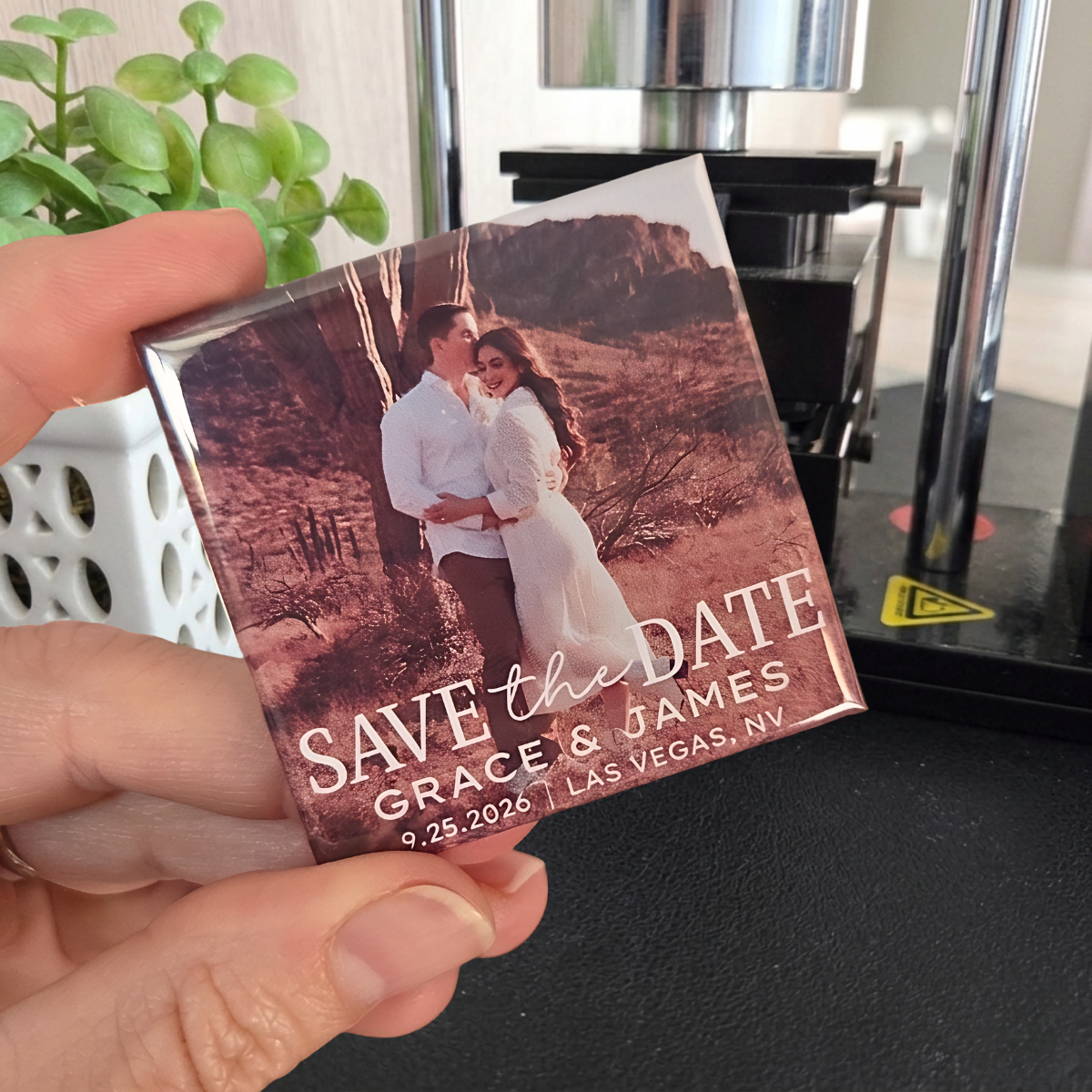 Wedding Save the Date Photo Magnet {NAMES, DATE & LOCATION}