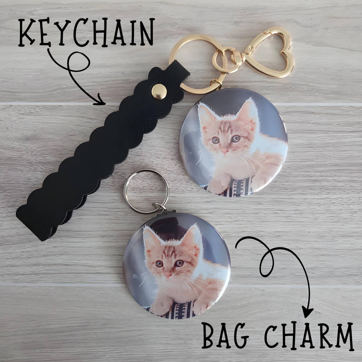 Custom Photo Keychain with Heart Clasp