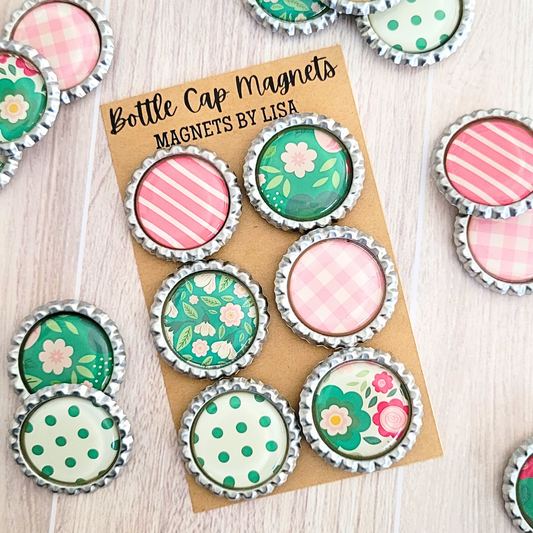 Blossom & Bloom Bottle Cap Magnets {Set of 6}