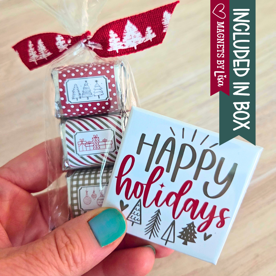 Mini Puzzle Christmas Gift Box with {4} 2" Square Photo Magnets