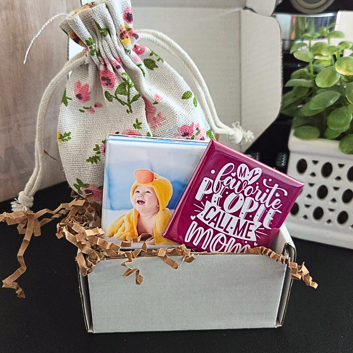 Mother's Day Gift Box with 9 Photo Magnets {SQUARE}
