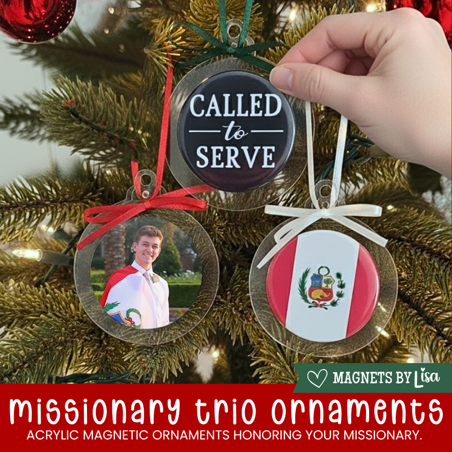 Called to Serve Missionary Magnet Trio Christmas Ornaments